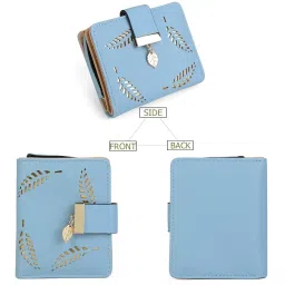 inovera (label) Women's Rose Gold Vegan Leather Leaf Bi-fold Card Coin Holder Small Wallet (KK23) image 1