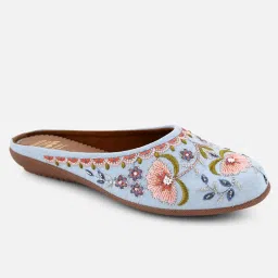 opive fashion hub OPIVE's Women's Mojari Jutti Ethnic Punjabi Juttis Traditional Flat Embroidered Canvas Fancy Bellies Comfortable Sole for Womens & Girls image 3