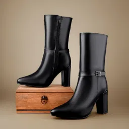 bxxy Elegant Women's Mid-Calf Office, Winter Outings, and All Occasion Wear Boots with 9 CM Block Heel image 4