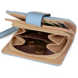 inovera (label) Women's Rose Gold Vegan Leather Leaf Bi-fold Card Coin Holder Small Wallet (KK23) image 3