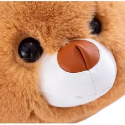 CUTE PANDA Teddy Bear Face Sling Bag Soft & Fluffy Sling Bags For Girls Kids Shaped Penguin Faux Fur Crossbody Plush Purse Chain Shoulder handbags (Pack Of 1) (BROWN) image 2