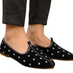 agadi Handmade Black Embroidered Mojari Jutti for Men – Traditional Ethnic Footwear for Wedding, Party Comfortable Mojaris image 1