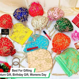 trendifly Return Gift Potli bag for women bulk wholesale embroidery wedding bridal batua purse for guest gifting image 4