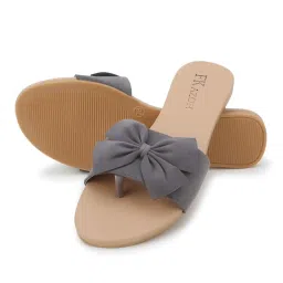 Women's Bow Toe Ring Flats – Stylish & Comfortable Slipers||FK_01_GREY_B149_41 image 4