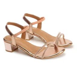 vendoz Women Rose Gold Wedding Party Heels for Bridal image 4