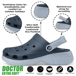 doctor extra soft Men's Double Color Comfy Casual Sports Clogs/Sandals with Adjustable Back Strap for Adult| Comfortable & Lightweight| Stylish & Anti-Skid|Waterproof Daily Use Mules Gents/Boys D-551 image 1