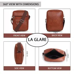 la glare Men PU Leather Sling Bag for Men Office, Travel Shoulder Crossbody Bag image 2