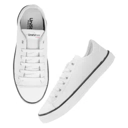 unistar Men's Low-Top Canvas Shoes | Rugged Sole, Lace-Up Hiking & Trekking Footwear for Outdoor Adventures (6, Black) image 1