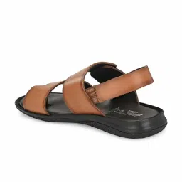 hitz Men's Tan Leather Toe Ring Sandals with Buckle Closure image 3