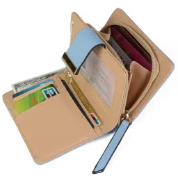inovera (label) Women's Rose Gold Vegan Leather Leaf Bi-fold Card Coin Holder Small Wallet (KK23) image 2