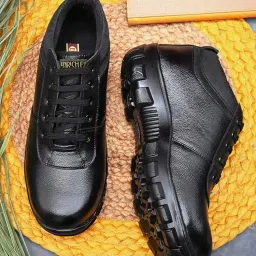 Enrich Field Genuine Leather High Ankle Safety Shoe for Men/Black (24BLK-P.) image 1