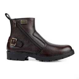 allen cooper Genuine Premium Leather Luxury High-Top Ankle Boots For Men-Brown-1 Pair image 2