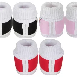 neska moda 6 To 12 Months Baby Boys & Girls Pack of 3 Pair Cotton Butterfly Booties image 3