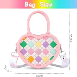 radhya accessories Pop Purse, Love Heart Handbag, Toddler Kids Silicone Purse, Little Girls Shoulder Bag for Girls Ages 3-12 Gift Sling Bag Heart Crossbody image 4