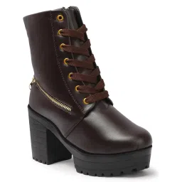 strasse paris Amazing Design Women's Ankle Length Block Heel Black Stylish And Fashionable Boots Lace up & Side Zip | Stylish Latest & Trendy Boots for Women image 3