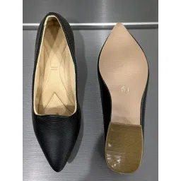 rj footwear Women's Stylish Black Pointed Toe Bellies with Low Block Heel | Comfortable Slip-On Casual & Office Wear Shoes image 5