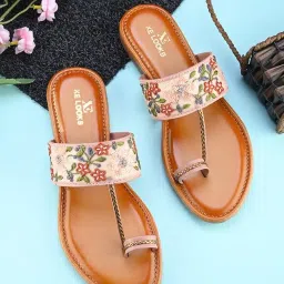 xe looks Women's One Toe Ethnic Slip-On Flat Slippers Comfortable, Stylish & Traditional Footwear For Women & Girls image 1