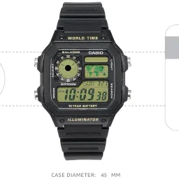 casio Youth Series Digital Black Dial Men's Watch - AE-1200WH-1BVDF(D098) image 2