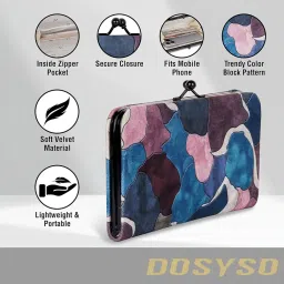 dosyso Wallet for Women Stylish Latest Multicolor Printed Vegan Leather Mobile phone Holder Card Slots Magnetic Kiss Lock Zip Pocket Hand Clutch for Daily Use Girls Gift Party small Ladies Purse image 2
