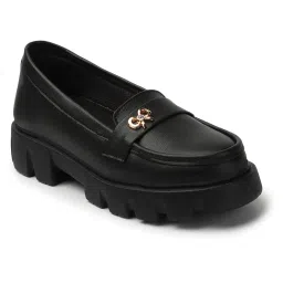 evoltar Women Chunky Loafer Moccasins Casual Chunky Sole Matte Finish Pull on Bow Shoes for Women image 2