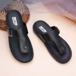 doctor extra soft Men's Classic Casual Original Leather Thong Black/Brown Sandals/Chappals with Memory Foam Cushion| Stylish & Non-Slip|Comfortable & Lightweight |Flip flops Slippers Gents & Boys F-3 image 2