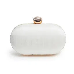 the tan clan Asad All White Pearl Hand Embroidered Clutch Purses Luxury Evening Handbags image 4