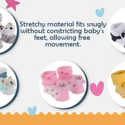 kicksy Baby Boys and Girls Cotton Printed Booties, Multicolor, Pack of 2 image 3