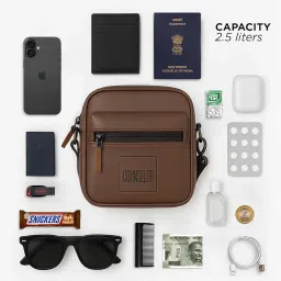 counselor Vegan Leather Sling Bag for Men and Women, Crossbody Bag with Adjustable Strap, Zipper Closure, Multiple Compartment, Lightweight Stylish Mini Side Bag for Daily Use, Travel image 2