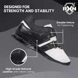 rxn Hercules Weightlifting Shoes for Men and Women - Weight Lifting Shoes for Powerlifting, Deadlifting & Crossfit - Strap and Lace-Up Gym Shoes - Non-Slip Olympic Lifting Shoes image 3