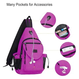 MOSISO Sling Backpack,Canvas Crossbody Hiking Daypack Bag with Anti-theft Pocket image 2