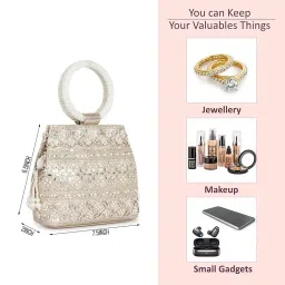nevis Stylish Embroidery Unique Design Traditional Wedding Party Handheld Potli Bag For Women image 3