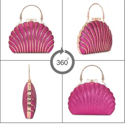 tooba Handicraft Women's Half Moon Clutch Bag With Wrist Loop| Evening Bag, Bridal Purse & Party Handbag | Wedding & Special Occasion Clutch image 2