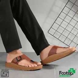 foot up Men’s Orthopedic Comfort Sandals | Stylish Leather Casual Slippers with Cushioned Footbed, Arch Support & Anti-Slip Sole – Ideal for Everyday Wear, Office & Outdoor Use image 1