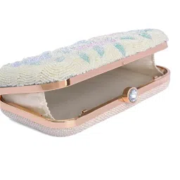 bag in enterprise Women's Elegant Floral Beaded Clutch Bags with Chain Strap Stylish and Sophisticated Evening Handbags image 4