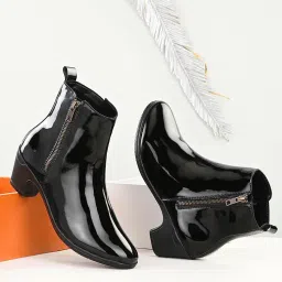 el paso Women Black Faux Leather Pro Guard Ankle Casual Boots-6 image 1