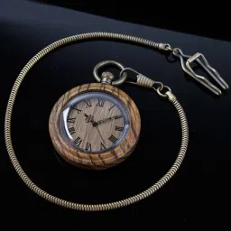 tiong Wooden Pocket Watch,Customized Wooden Pocket Watches for Men Handmade Bamboo Wood Analog Quartz Custom Pocket Watch with Chain Gift for Father's Day image 4