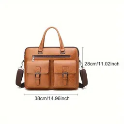 hito Retro Large Capacity Business Handbag Briefcase image 2