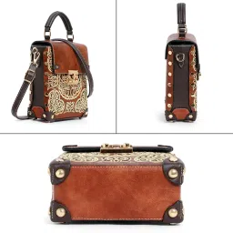 exotic Premium® Embroidered Mini Handbag with Flap Closure Unique Style Locking System Sling/Hand Bag | Mini Bag | Shoulder and Crossbody Bag image 3