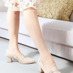 carlton london Women Stylish Slipon Pump Shoes with Block Heels, Pointed Toe for for Casual, Office and Daily Use image 1