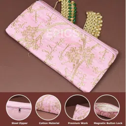 epics Embroidery Wedding Return Gift Women Wholesale Bridal Traveling potli Bag with Zipper for Ladies Shagun Purse Gifting Haldi Mehandi Come as Combo (15) image 2