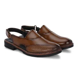 rising wolf Men's Ethnic Synthetic Leather Peshawari Slip On Shoes for Wedding|Party|Occasions|Fashion|Stylish|Outdoor|Lightweight|Shoes with Airmix Sole image 3