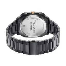 sonata Poze Drop 6 Quartz Black Round Dial Men's Watch | Sheet Metal Strap Material | Watches for Man | Watches for Men Analog - SP70087KM02 image 4