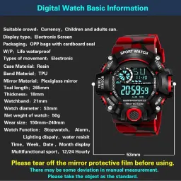 shocknshop Digital Sports Multi Functional Black Dial Watch for Mens Boys -315RED image 5