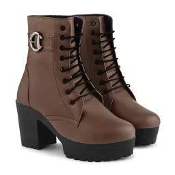 jm looks Women's Lace-Up Platform Block Heel Boots | Stylish and Comfortable for Any Occasion image 5