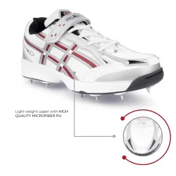 pro ase sport Pro ASE Lightweight Cricket Shoes - Durable & Comfortable | Ideal for Turf, Ground & Hard Surfaces | Allrounder Design with Metal Spikes, Velcro & Superior Grip | White, Blue, Green, Red image 3