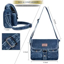zainto Eco-Friendly Denim Messenger Sling Bag for Men & Women - Upcycled Sustainable Fashion, Durable & Stylish Crossbody Bag image 4