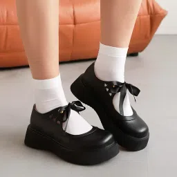 yashidun Lace-Up Thick-Soled Wedge-Heeled Shoes | Mid-Length Women's Footwear image 5