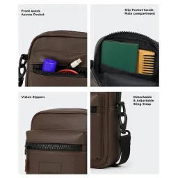 counselor Vegan Leather Sling Bag for Men and Women, Crossbody Bag with Adjustable Strap, Zipper Closure, Multiple Compartment, Lightweight Stylish Mini Side Bag for Daily Use, Travel image 4