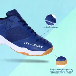 nivia HY-Court 2.1 Badminton Shoes for Men | Ultimate Footwear for Court Mastery | Padel Shoes | Pickleball Shoes | Non-Marking Court Shoes | Unleash Your Full Court Potential | (Navy Blue/Red/Yellow/Black) image 2