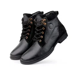 bacca bucci Men's Meteor Splash Proof Full Leather Classic Fashion Boots for Bikers Riders Trekking Trails Backpacking and Hiking | 6 Inches | Ankle Height | All Day wear image 5